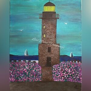 Lighthouse Painting on Canvas Original by Artist